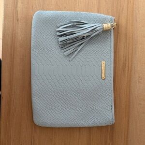 GiGi New York Light Blue Textured Clutch with Tassel
